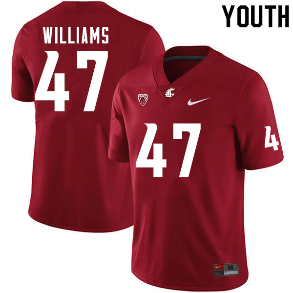 Youth #47 Tyler Williams Washington Cougars College Football Jerseys Sale-Crimson - Click Image to Close